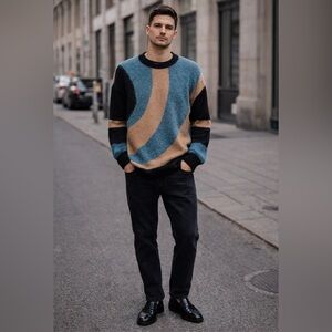 VERRI Italian Mohair Wool Blend Abstract Sweater Size XL